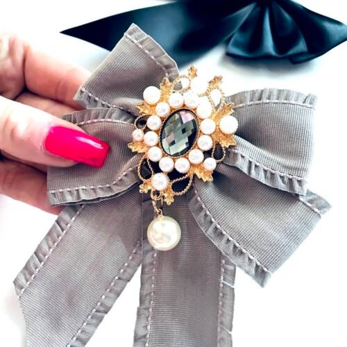 Brošňa Masľa ribbon stuha elegant denim cameo