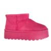 Dámske čižmy papuče platforma kožušina fuchsia