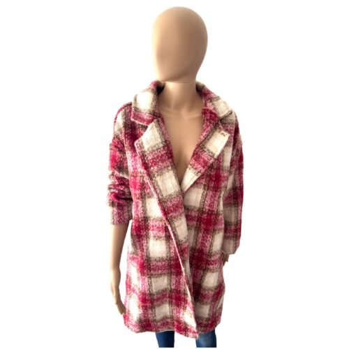 Damsky oversize kabat karovany dlhy fashion red