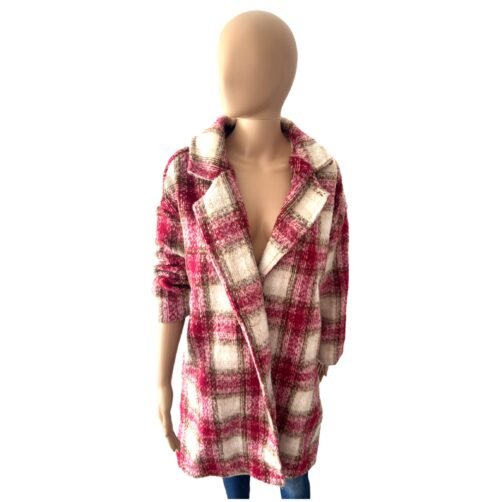 Damsky oversize kabat karovany dlhy fashion red