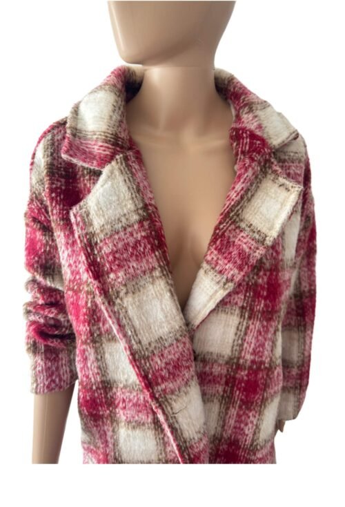 Damsky oversize kabat karovany dlhy fashion red