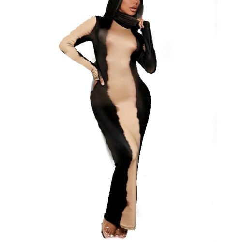 Dámske maxi saty bodycon dlhe black batique