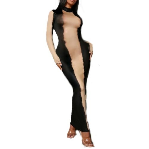 Dámske maxi saty bodycon dlhe black batique