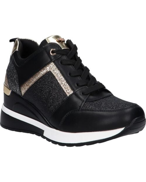 EXE Dámske klinove TENISKY GLITTER BLACK