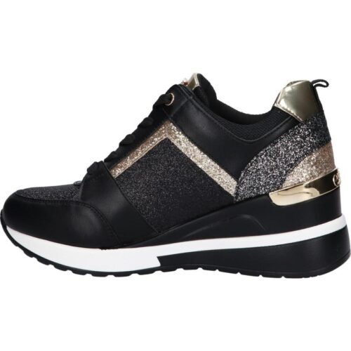 damske tenisky EXE EX2131 GLITTER BLACK klinove 1