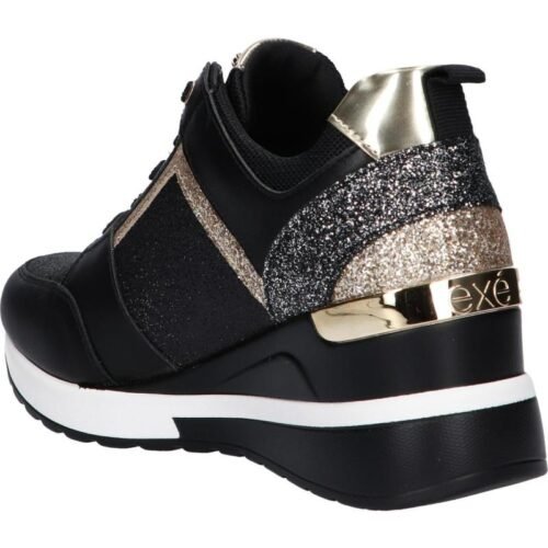 damske tenisky EXE EX2131 GLITTER BLACK klinove 4