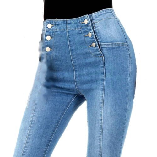 Dámske rifle slim fit gombíky skinny fashion blue - Image 2
