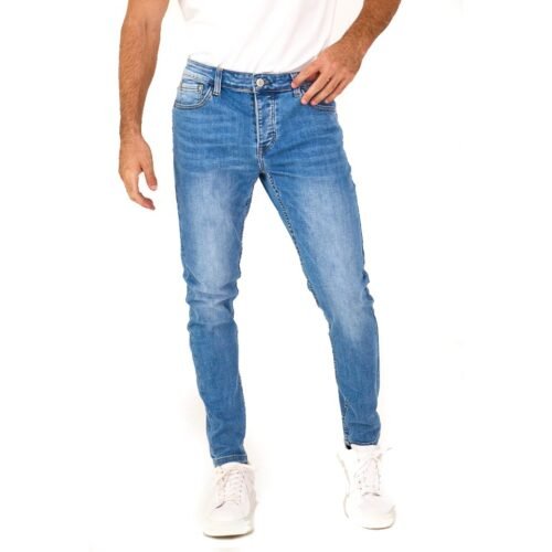 Pánske basic modre rifle Skinny džínsy denim blue