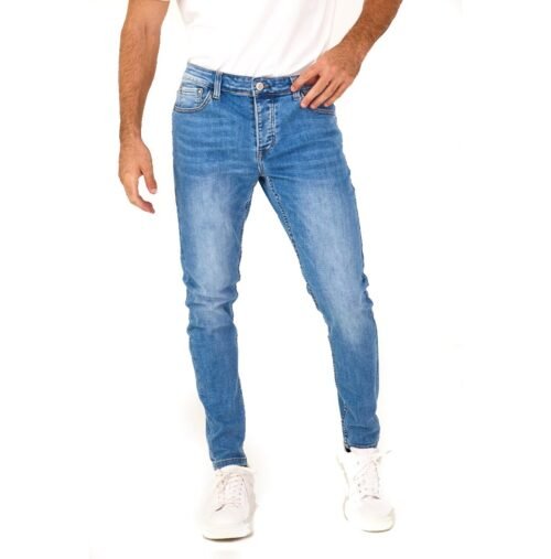 Pánske basic modre rifle Skinny džínsy denim blue