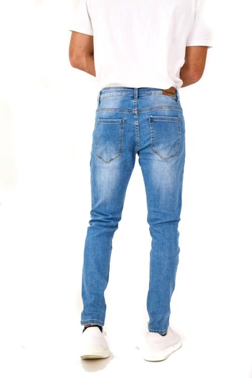 Pánske basic modre rifle Skinny džínsy denim blue - Image 4