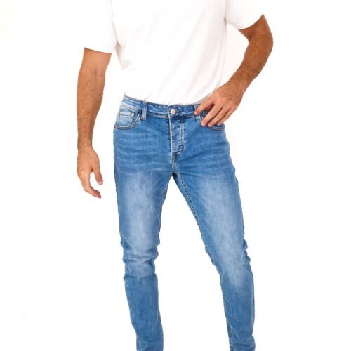 PÁNSKE BASIC MODRE RIFLE SKINNY DŽÍNSY DENIM BLUE 8 uzke dzinsy c211 panske modre denim blue 2