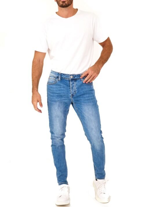 Pánske basic modre rifle Skinny džínsy denim blue - Image 3