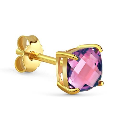 ZLATO Dámske Napichovacie náušnice s ametystom 6x6mm 333/000