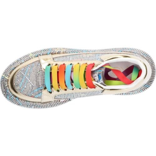 EXE Dámske luxusne tenisky so strassom 8806 LEATHER GOLD zlate