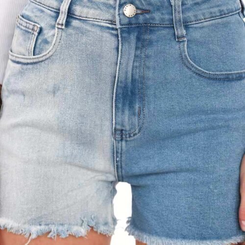 Dámske kratasy Dvojfarebné šortky jeans denim