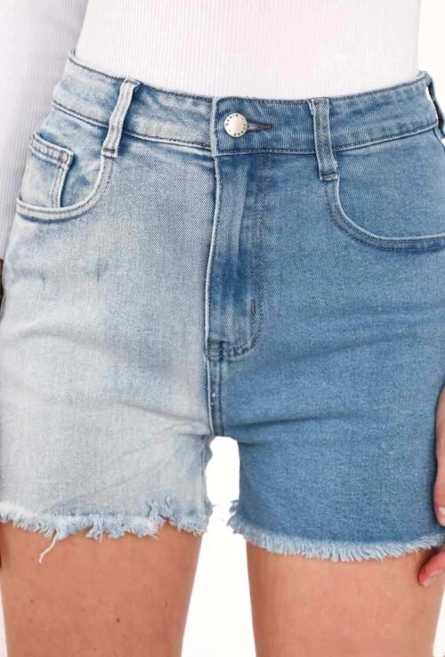 Dámske kratasy Dvojfarebné šortky jeans denim