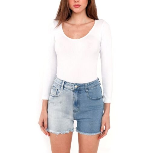 Dámske kratasy Dvojfarebné šortky jeans denim