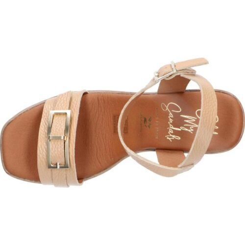 OH MY SANDALS dámske sandále kožené drevaky camel