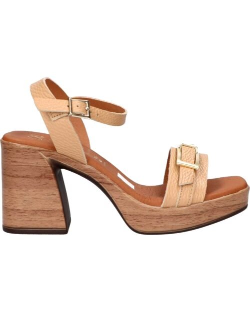 OH MY SANDALS dámske sandále kožené drevaky camel