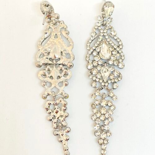 Dámske náušnice visiace elegantne strieborné crystal strass