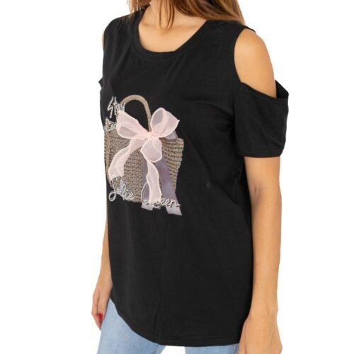 t shirt strass45 black Tricko s kamienkovou potlacou lolo z20478