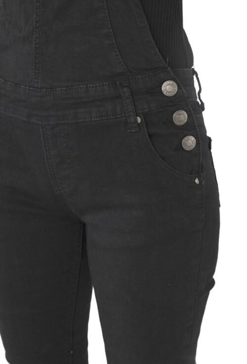 Dámske rifle traky jeans denim black dungaree - Image 2