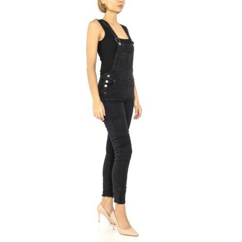 Dámske rifle traky jeans denim black dungaree