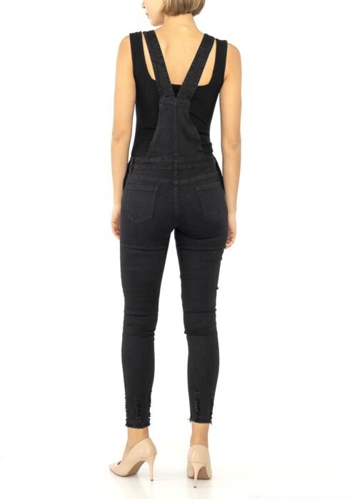 Dámske rifle traky jeans denim black dungaree