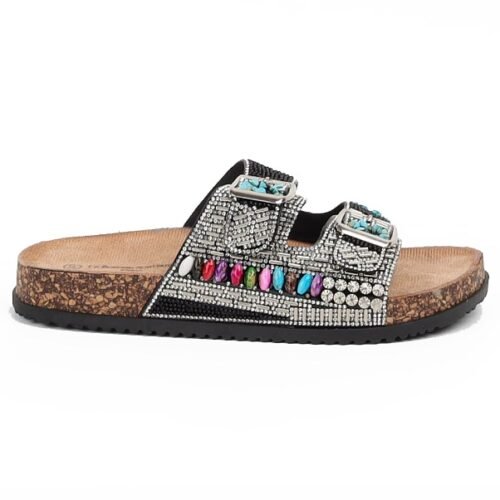Womens rhinestone mules with 2 buckles sandale 5