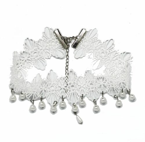 Náhrdelník Choker elegant white biely svadba