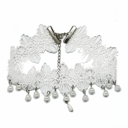 Náhrdelník Choker elegant white biely svadba