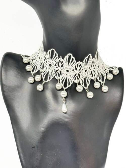 Náhrdelník Choker elegant white biely svadba