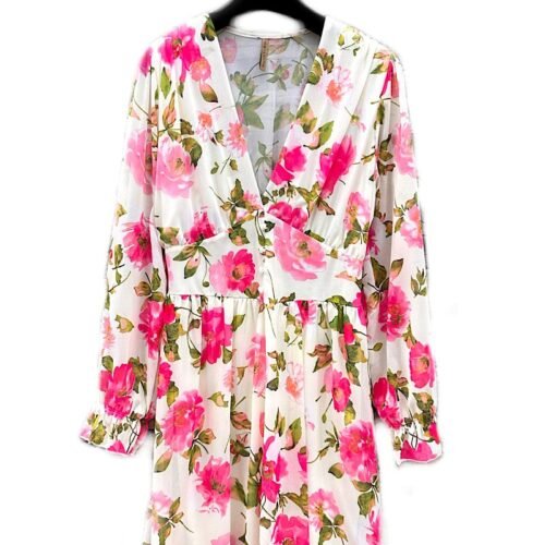 ITALY mini šaty dress flover s dlhými rukávmi kvetinove biele flover dress