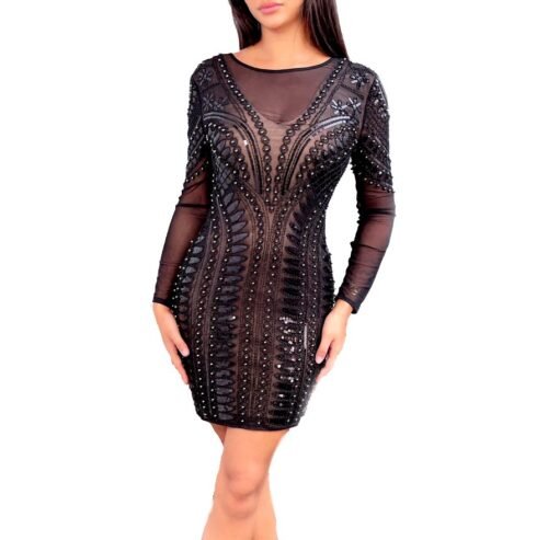 Dámske mini party šaty evening dress black - Image 3