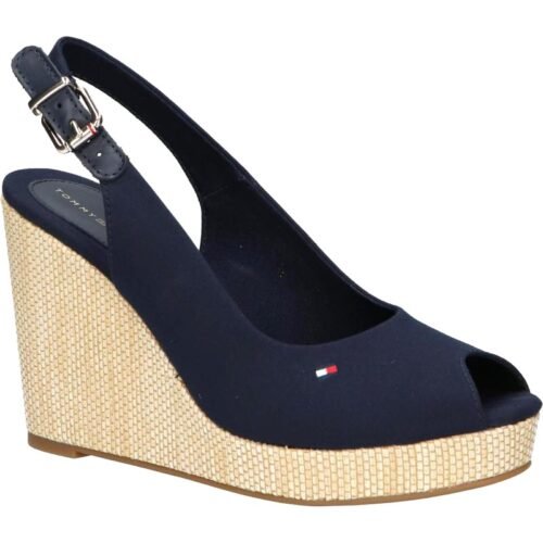 WOMAN SANDALS TOMMY HILFIGER FW0FW04789 ICONIC ELENA SLING BACK WEDGE DW6 SPACE BLUE