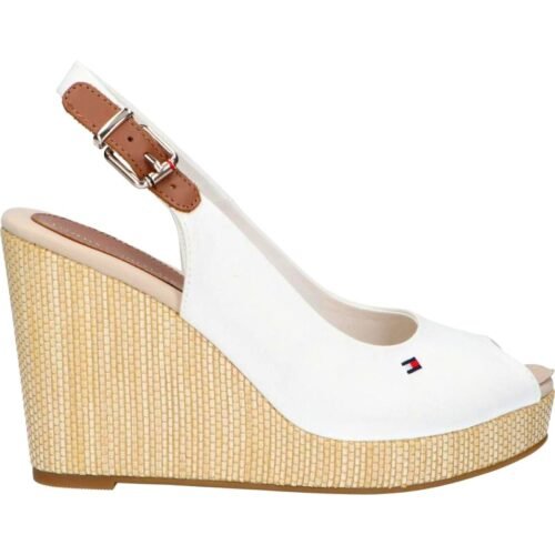 TOMMY HILFIGER klinove sandale ICONIC ELENA WEDGE ECRU