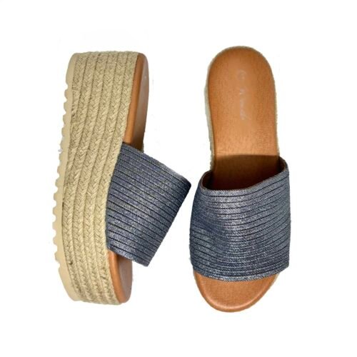 Dámske pohodlne šľapky na platforme espadrilky