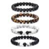 Unisex Náramky polodrahokamy 8mm suprava onyx lava