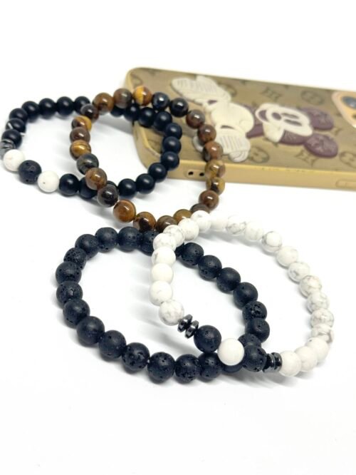 Unisex Náramky polodrahokamy 8mm suprava onyx lava - Image 2