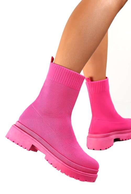Dámske ponozkove čižmy členkove socks fashion fuchsia - Image 2