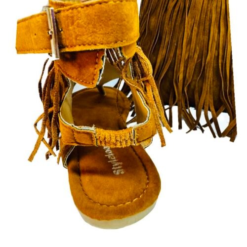 sandale medzi prst ethno western tassel so strapcami camel