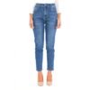 Dámske mom fit rifle blue denim jeans basic rhinestone