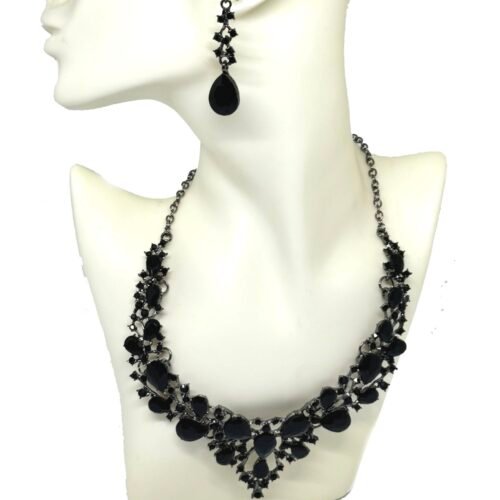 Dámske náušnice nahrdelnik suprava cierna bijoux black