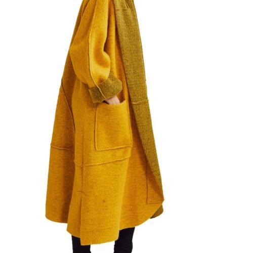 ITALY Dámsky volny vlnený kabát oversize plain wool coat