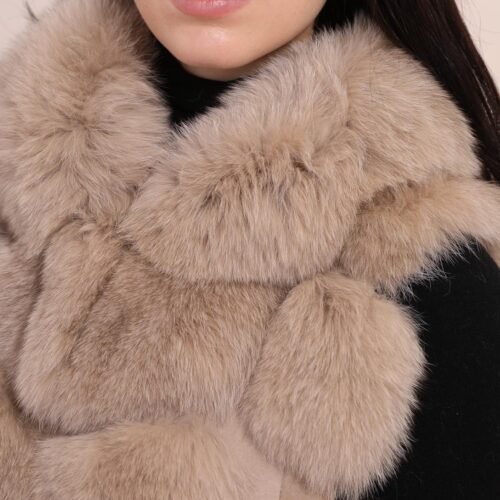 Hooded Fur Sleeveless Solid fox liska vesta kozusina s kapucnou