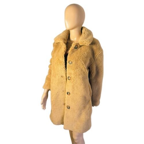 Damsky zimny kabat kozuch oversize kozusina camel