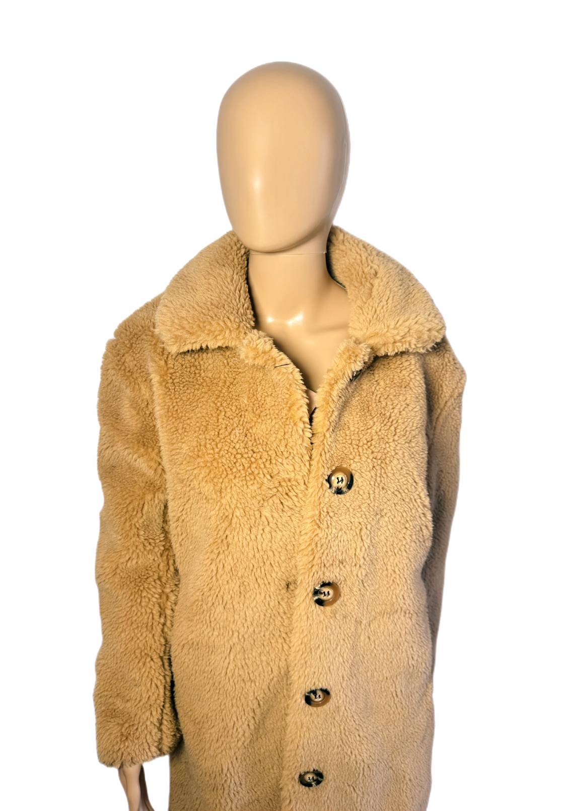 DAMSKY ZIMNY KABAT KOZUCH OVERSIZE KOZUSINA CAMEL 4 Damsky zimny kabat kozuch oversize kozusina camel