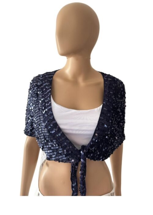 Dámsky spolocensky cardigan s flitrami blue - Image 3