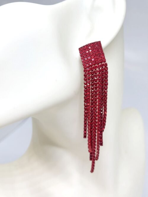 Dámske party náušnice visiace strass cervene red
