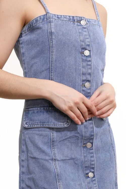 Denim riflove mini šaty na ramienka blue letne